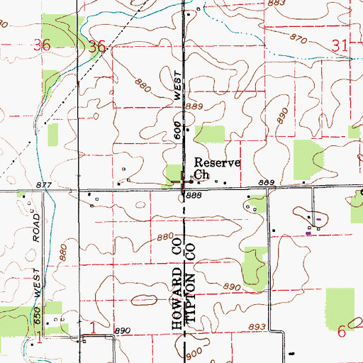 Topographic Map of Reserve Church, IN