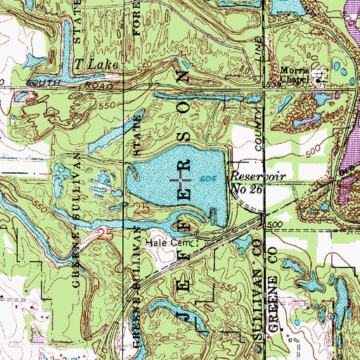 Topographic Map of Reservoir Number Twenty-six, IN