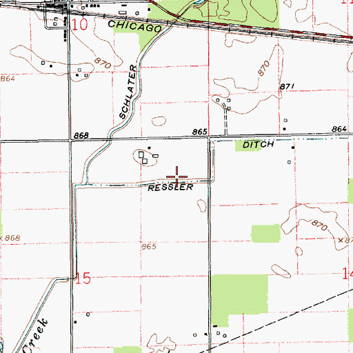 Topographic Map of Ressler Ditch, IN