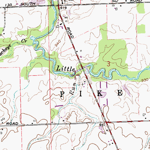Topographic Map of Rest Run, IN
