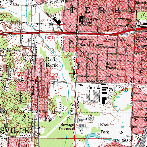 Topographic Map of Rheinlander School, IN