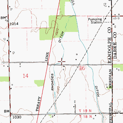 Topographic Map of Rhoades Ditch, IN