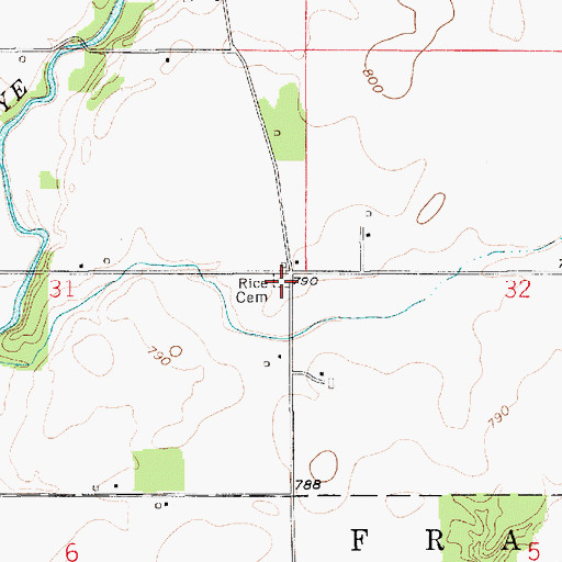 Topographic Map of Rice Cemetery, IN