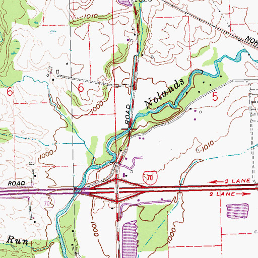 Topographic Map of Rich Creek, IN