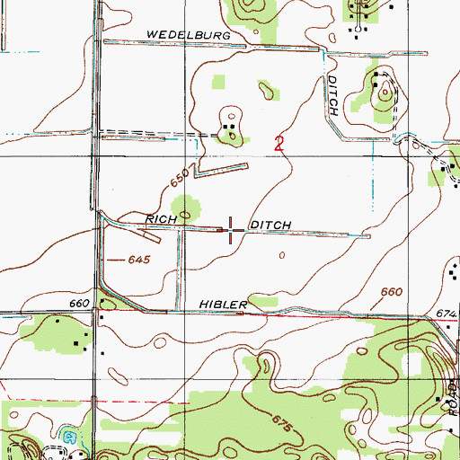 Topographic Map of Rich Ditch, IN