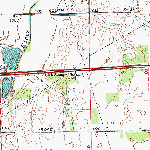 Topographic Map of Rich Square Church, IN