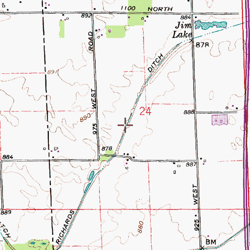 Topographic Map of Richard Ditch, IN