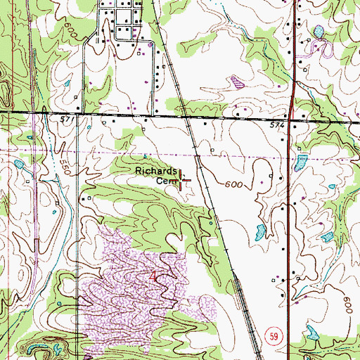 Topographic Map of Richards Cemetery, IN