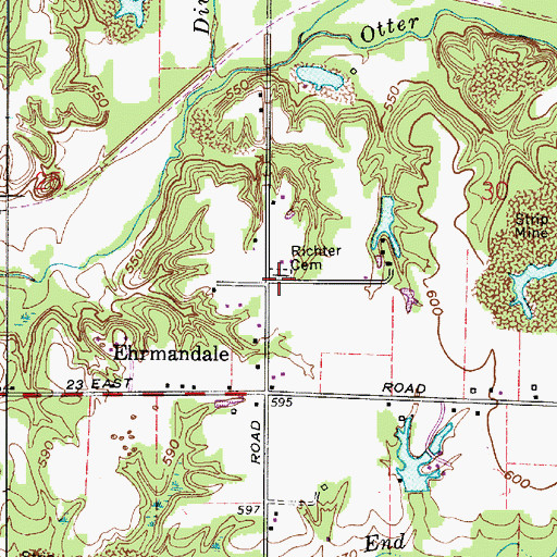 Topographic Map of Richer Cemetery, IN