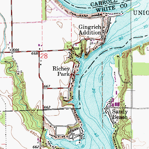 Topographic Map of Richey Park, IN