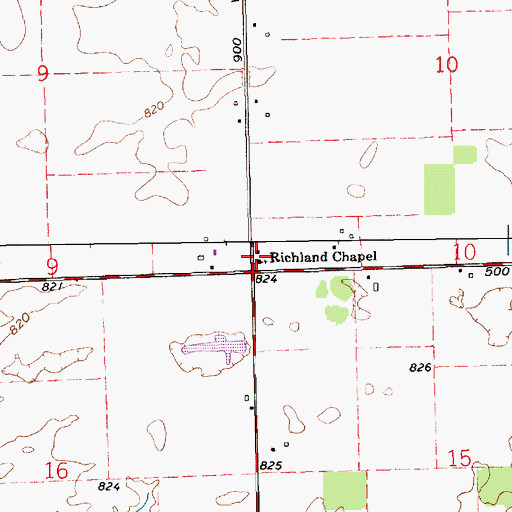 Topographic Map of Richland Chapel, IN