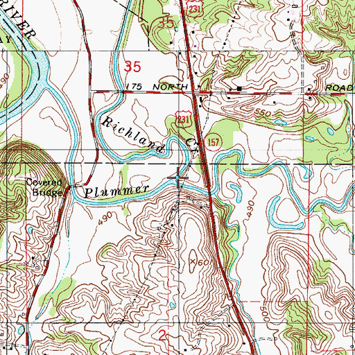 Topographic Map of Richland Creek, IN