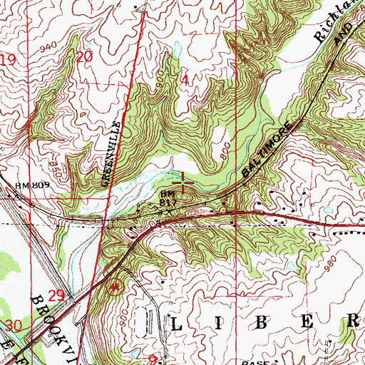 Topographic Map of Richland Creek, IN