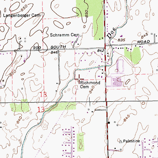 Topographic Map of Richmond Cemetery, IN