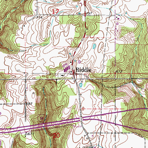 Topographic Map of Riddle, IN