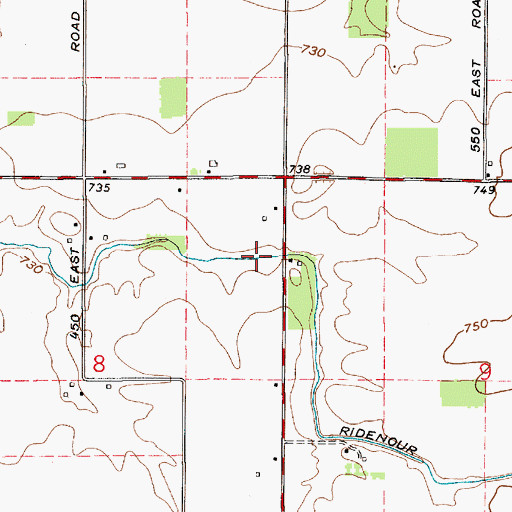 Topographic Map of Ridenour Ditch, IN