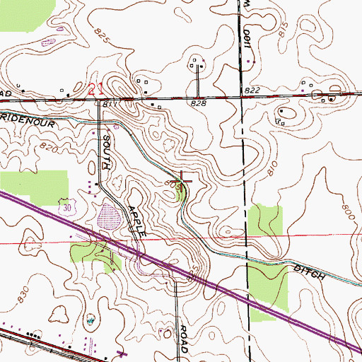 Topographic Map of Ridenour Ditch, IN