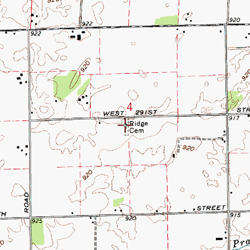 Topographic Map of Ridge Cemetery, IN