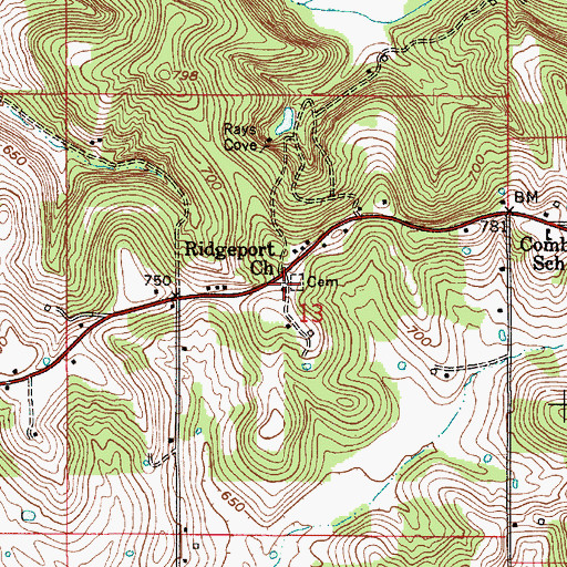 Topographic Map of Ridgeport Church, IN