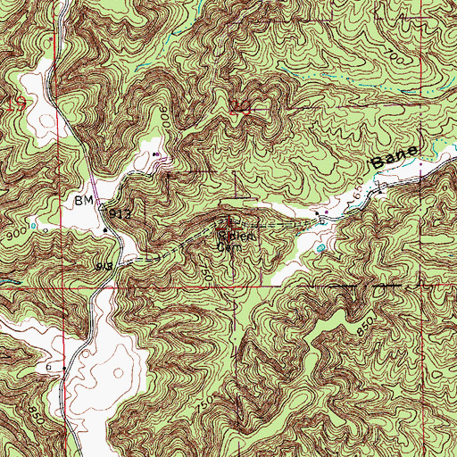 Topographic Map of Ridlen Cemetery, IN