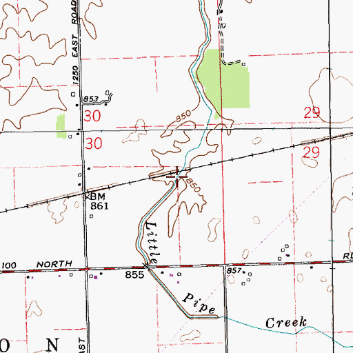 Topographic Map of Riggs Ditch, IN