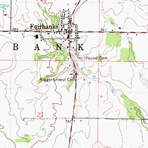 Topographic Map of Riggs-Ernest Cemetery, IN