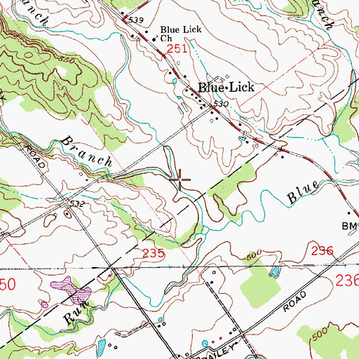 Topographic Map of Right Branch Blue Lick Creek, IN