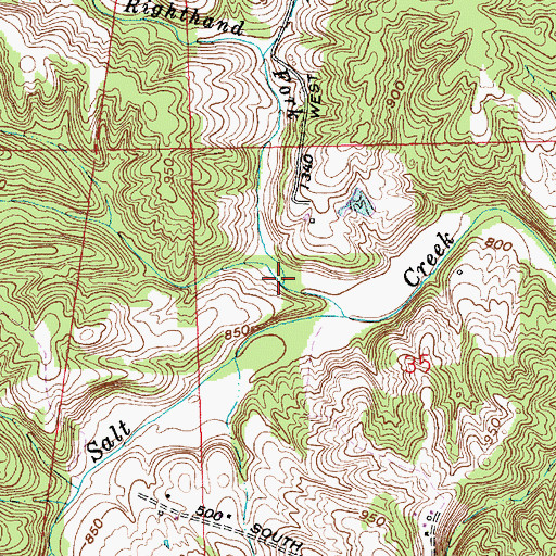 Topographic Map of Righthand Fork Salt Creek, IN