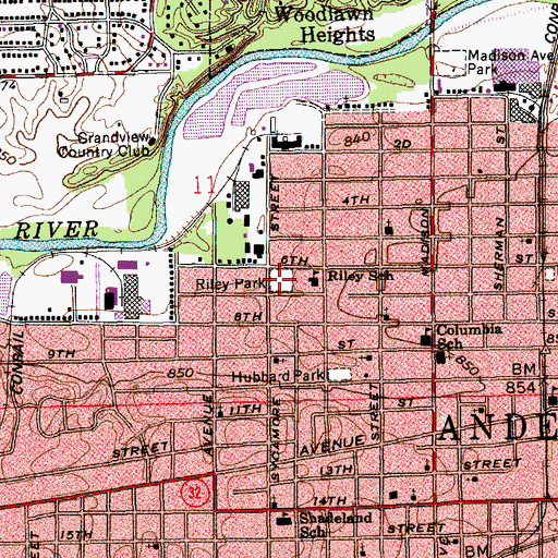 Topographic Map of Riley Park, IN