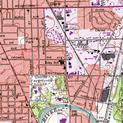 Topographic Map of Riley Elementary School, IN