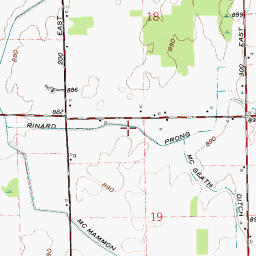Topographic Map of Rinard Prong, IN