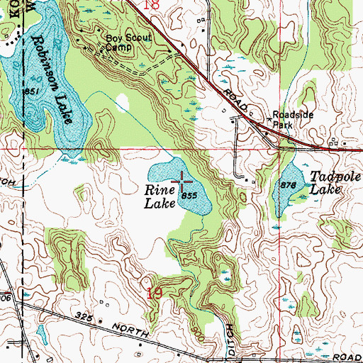 Topographic Map of Rine Lake, IN