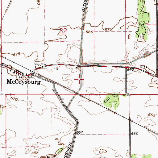 Topographic Map of Ringeisen Ditch, IN