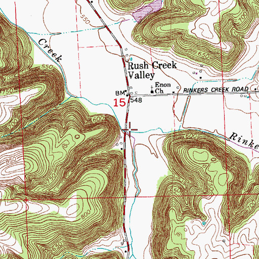 Topographic Map of Rinkers Creek, IN