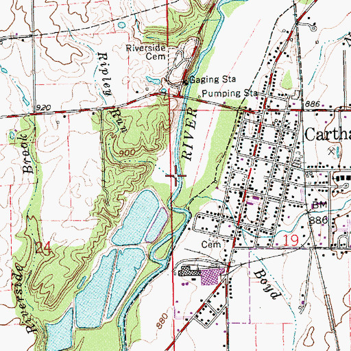 Topographic Map of Ripley Run, IN