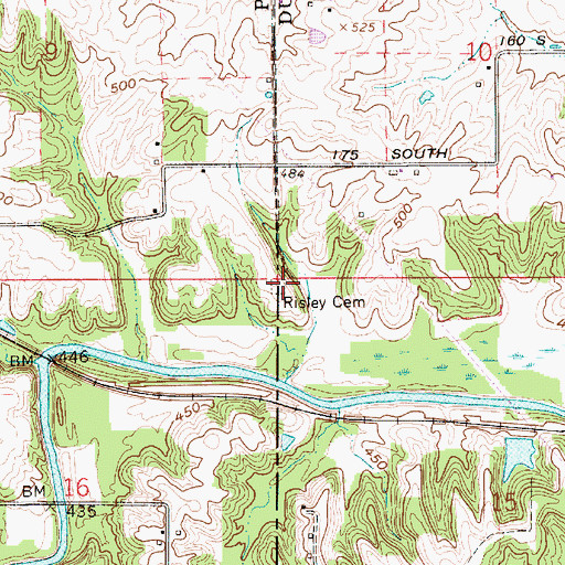 Topographic Map of Risley Cemetery, IN