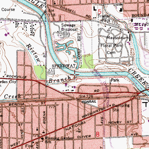 Topographic Map of Ristow Branch, IN