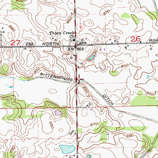 Topographic Map of Rittenhouse Ditch, IN
