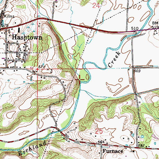 Topographic Map of Ritter Branch, IN