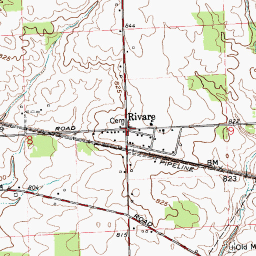 Topographic Map of Rivare, IN