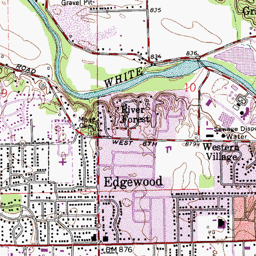 Topographic Map of River Forest, IN
