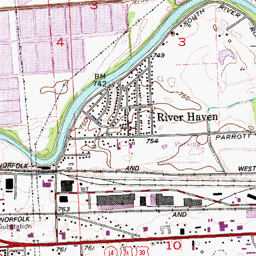 Topographic Map of River Haven, IN