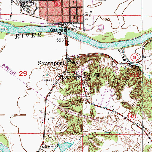 Topographic Map of River Hill Cemetery, IN