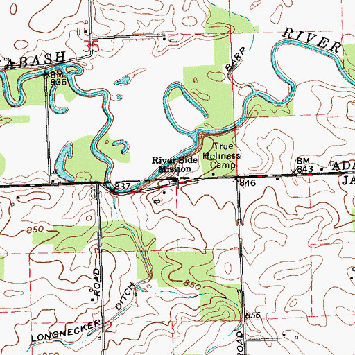Topographic Map of River Side Mission, IN