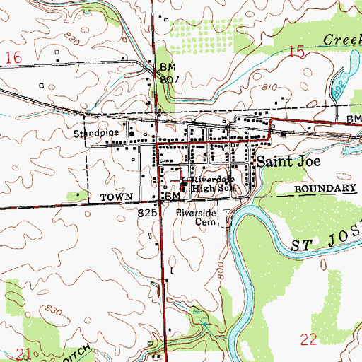 Topographic Map of Riverdale High School, IN