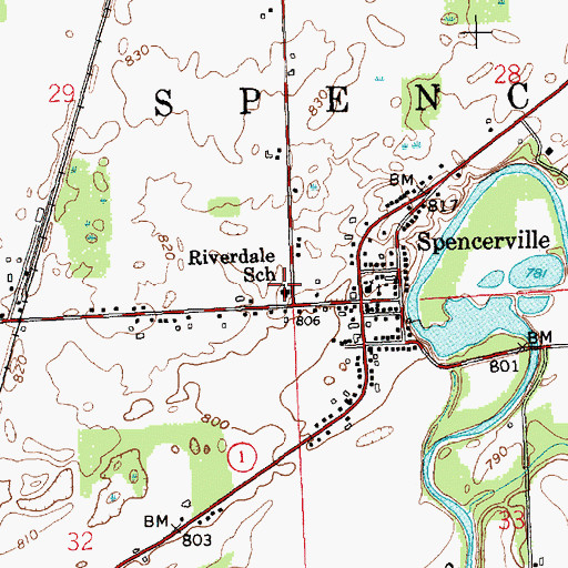 Topographic Map of Riverdale Elementary School, IN
