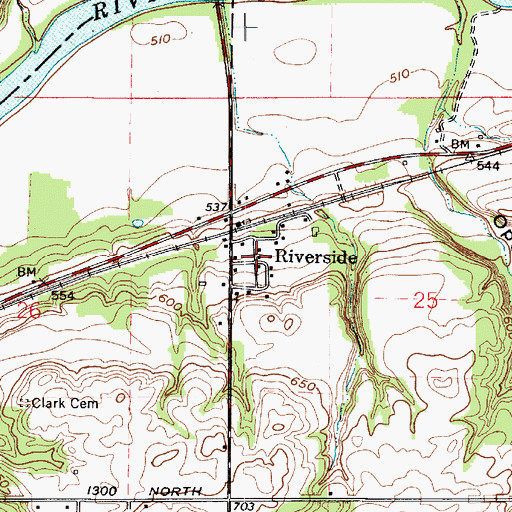 Topographic Map of Riverside, IN