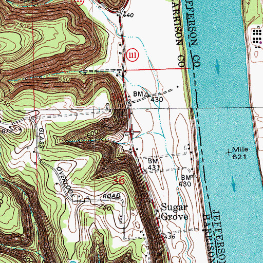 Topographic Map of Riverside Church, IN