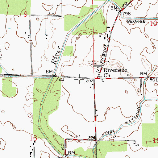 Topographic Map of Riverside Church, IN