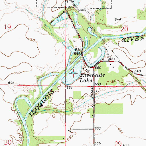 Topographic Map of Riverside Lake, IN